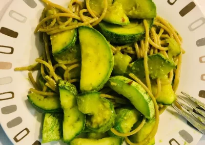 Spaghetti Pesto and Zucchini meal